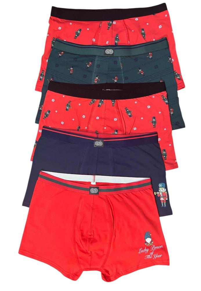 Boxeri barbati de Craciun, imprimeu emoji craciun,culoare diversificata,En-gros